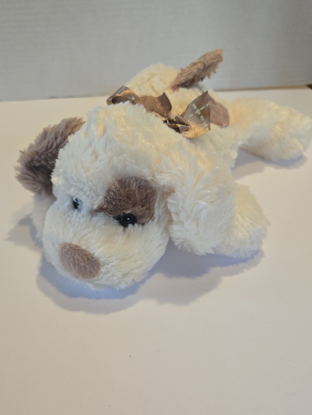 Plush Cream and Brown Puppy Dog Toy for Gentle Play
